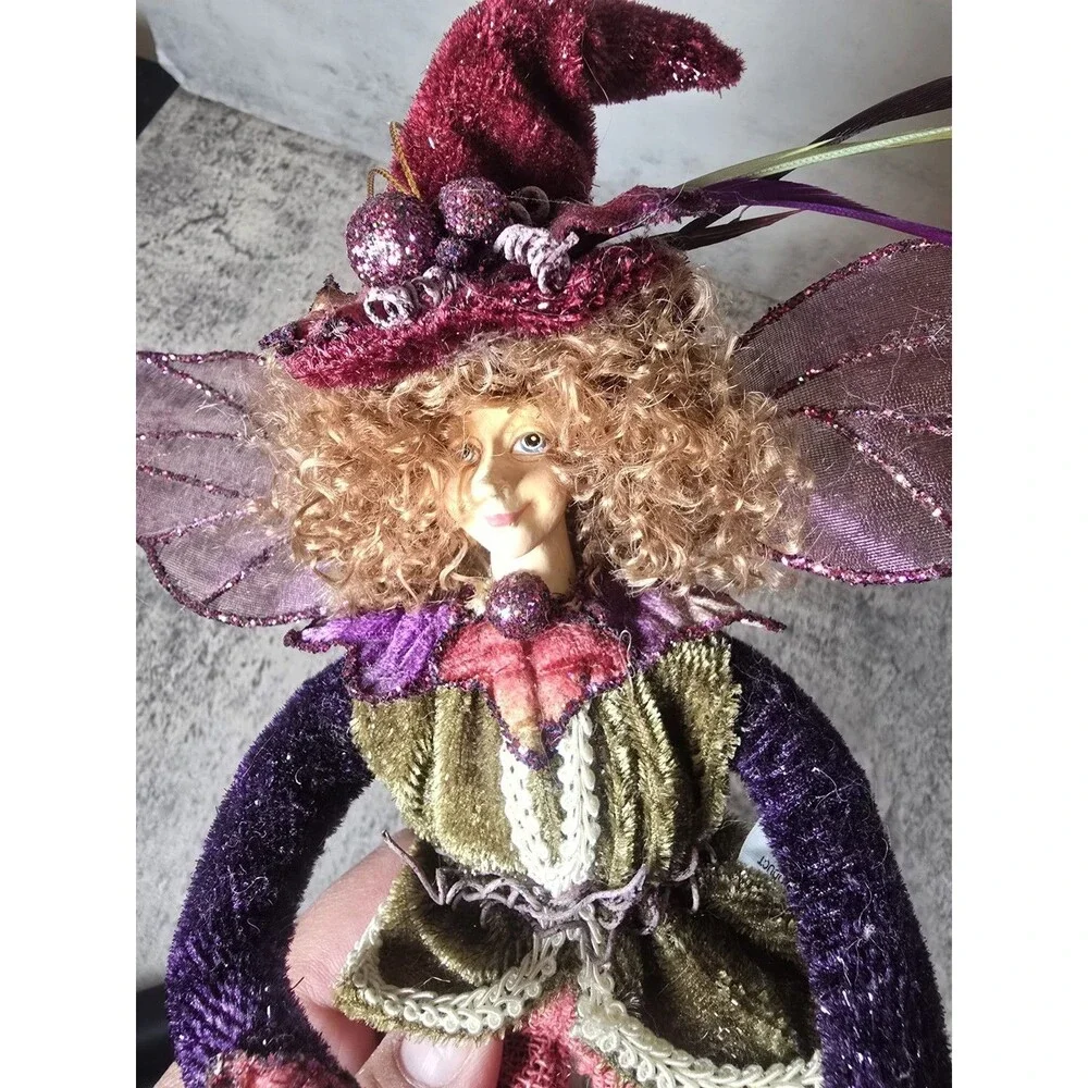 Vintage Mark Roberts Style Poseable Fairy Elf Doll Shelf Sitter Velvet Wings 16”